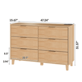 Modern Fluted Dresser with 6 Drawer for Bedroom