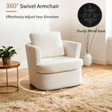 Swivel Linen Armchair Lounge Chair with Curved Backrest