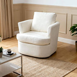 Swivel Linen Armchair Lounge Chair with Curved Backrest