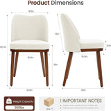 Modern Curved Wingback Dining Chairs with Wood Legs