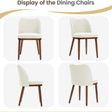 Modern Curved Wingback Dining Chairs with Wood Legs