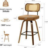 360° Swivel Counter Chairs with Faux Leather Cushion