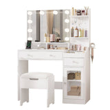 39.8in Modern White Vanity Desk with Charging Station and Storage