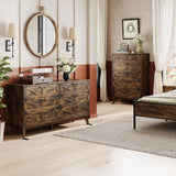 Wide Wood 6 Drawers Dresser Storage Cabinet