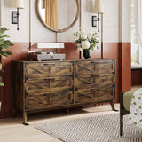 Wide Wood 6 Drawers Dresser Storage Cabinet