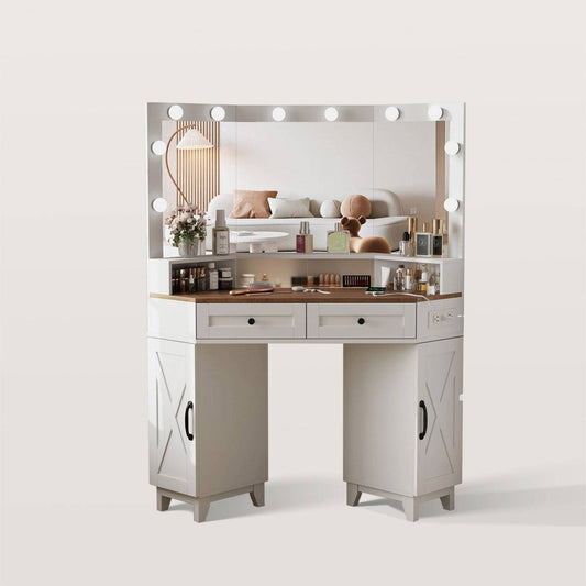 Corner Makeup Vanity Desk Dressing Table