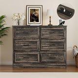 Modern Farmhouse 6-Drawer Dresser with Charging Station