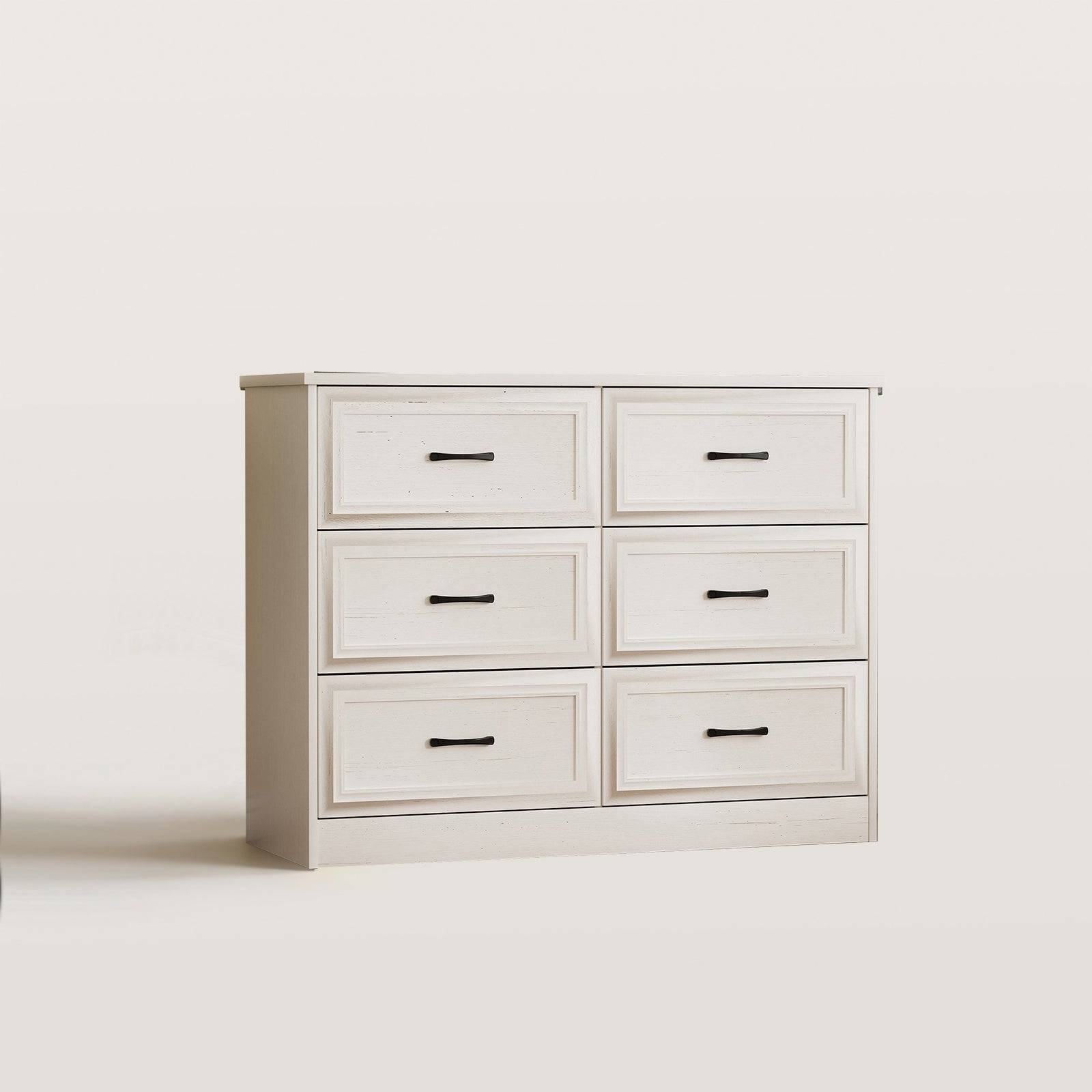 modern farmhouse dresser white Modern Farmhouse 6-Drawer Dresser with Charging Station, White