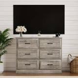 Modern Farmhouse 6-Drawer Dresser with Charging Station