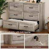 Modern Farmhouse 6-Drawer Dresser with Charging Station