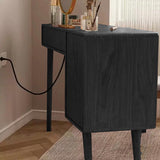 Antique Rattan Makeup Vanity with Storage for Bedroom