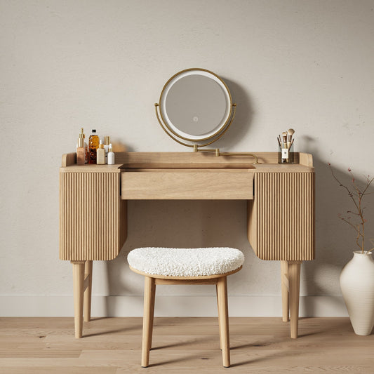 All Your Questions About Our Mid-Century Modern Makeup Vanity Answered
