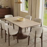 Walnut Colored Veneer Matte Rock Dining Table