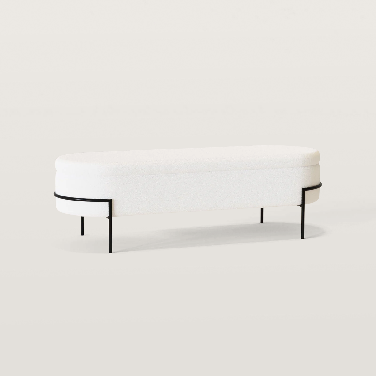 White Metal Stand Storage Ottoman Bench