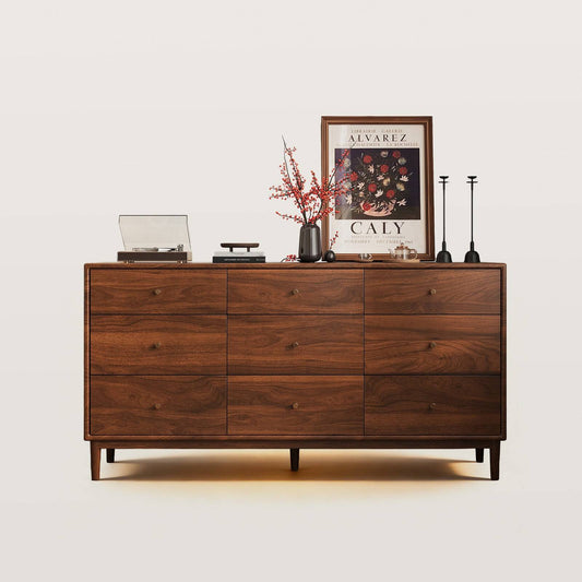 Mid-Century Luxury Storage Cabinet 9-Drawer Dresser