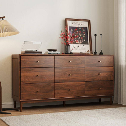 Mid-Century Luxury Storage Cabinet 9-Drawer Dresser
