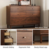 Mid-Century Storage Cabinet Dresser with 6 Drawers