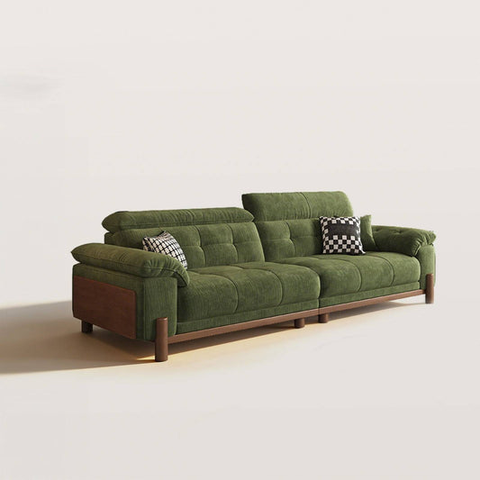 Deep-Seat Upholstered Sofa with Adjustable Headrest