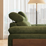 Deep-Seat Upholstered Sofa with Adjustable Headrest