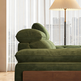 Deep-Seat Upholstered Sofa with Adjustable Headrest