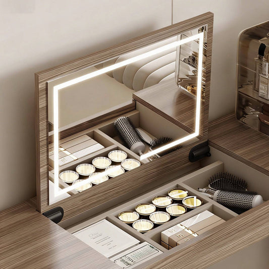 Luxury Extendable Makeup Vanity with Flip-up Mirror&Strip Lights