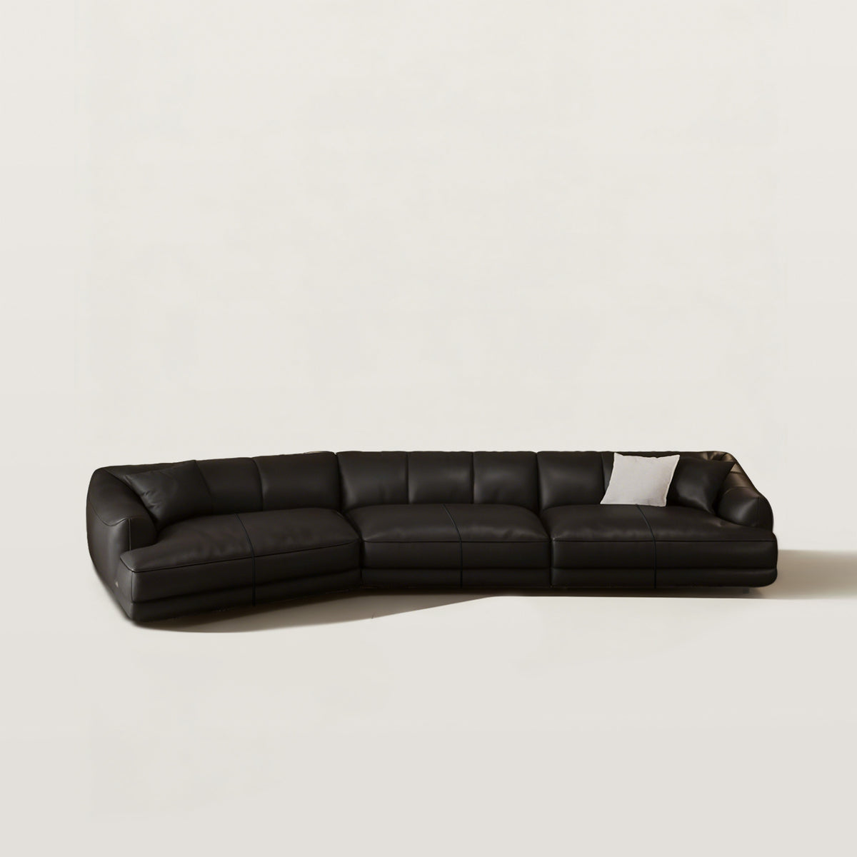 Leather Sectional Sofa with Curved Corners for Living Room