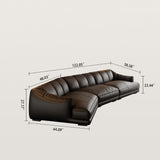 Leather Sectional Sofa with Curved Corners for Living Room