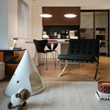 Mid-Century Leather Lounge Chair with Polished Stainless Steel Frame