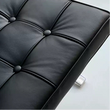 Mid-Century Leather Lounge Chair with Polished Stainless Steel Frame