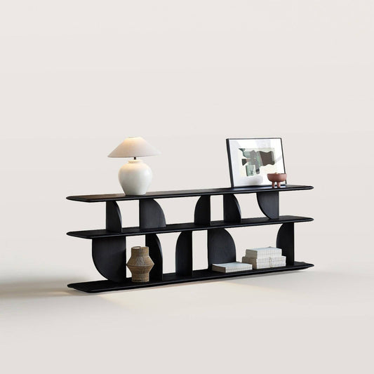 Luna Geometric Display Rack Bookshelf with Storage Console