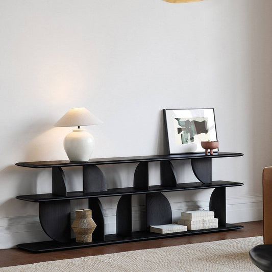 Luna Geometric Display Rack Bookshelf with Storage Console