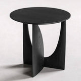 Luna 20in Round Side Table with Sculptural Semicircular Base