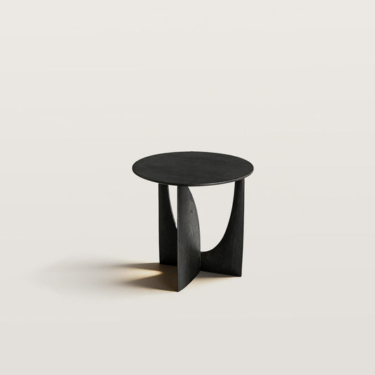 Luna 20in Round Side Table with Sculptural Semicircular Base
