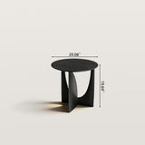 Luna 20in Round Side Table with Sculptural Semicircular Base
