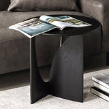 Luna 20in Round Side Table with Sculptural Semicircular Base