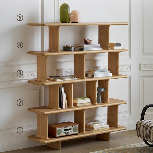 Cube 5-Tier Stack Bookshelf with Modular Open Shelving