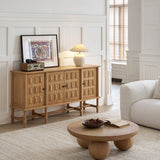 Grid Vintage Sideboard Buffet Cabinet with 4 Doors