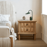 Grid Rustic 2-Drawer Nightstand with Geometric Paneling