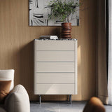 Stone 5-Drawer Dresser Storage Cabinet with Marble Top