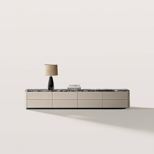 Stone 8-Drawer Media Console TV Stand with Marble Top