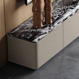 Stone 8-Drawer Media Console TV Stand with Marble Top