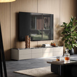 Stone 8-Drawer Media Console TV Stand with Marble Top