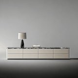 Stone 8-Drawer Media Console TV Stand with Marble Top