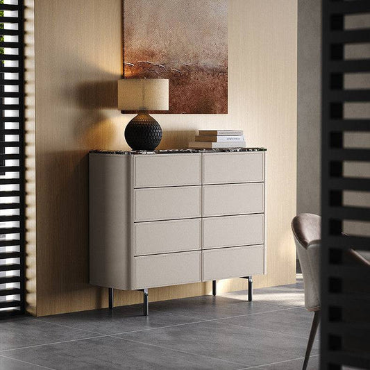 Stone 8-Drawer Dresser Tall Storage Organizer with Marble Top