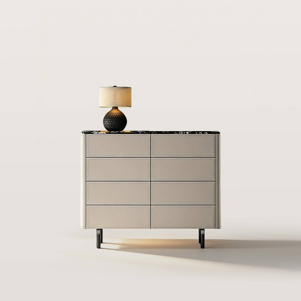 Stone 8-Drawer Dresser Tall Storage Organizer with Marble Top