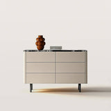 Stone 6-Drawer Dresser with Leather Finish for Living Room