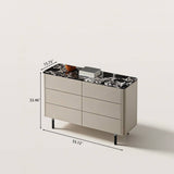 Stone 6-Drawer Dresser with Leather Finish for Living Room