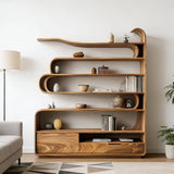 Sculptural Open Display Shelf Bookshelf with Storage Drawers