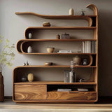 Sculptural Open Display Shelf Bookshelf with Storage Drawers