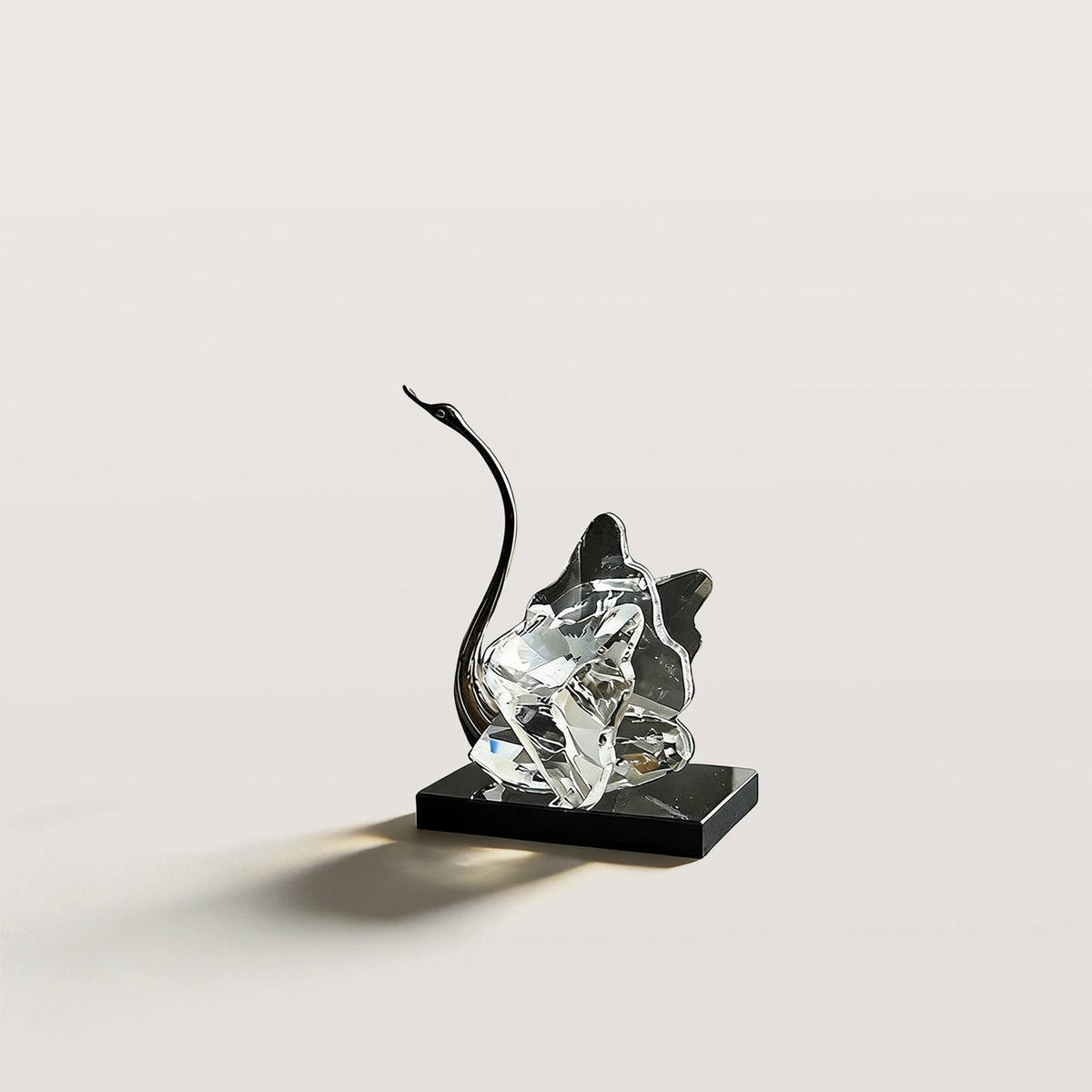 Crystal Swan Decor Light Luxury Sculpture with Black Base